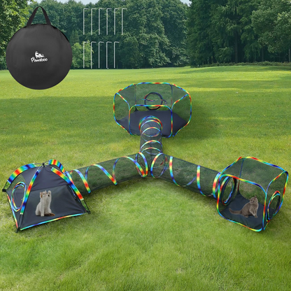 🐾 Outdoor Cat Enclosure Tent – Portable Mesh Playhouse with Tunnel & Carry Bag for Patio or Yard