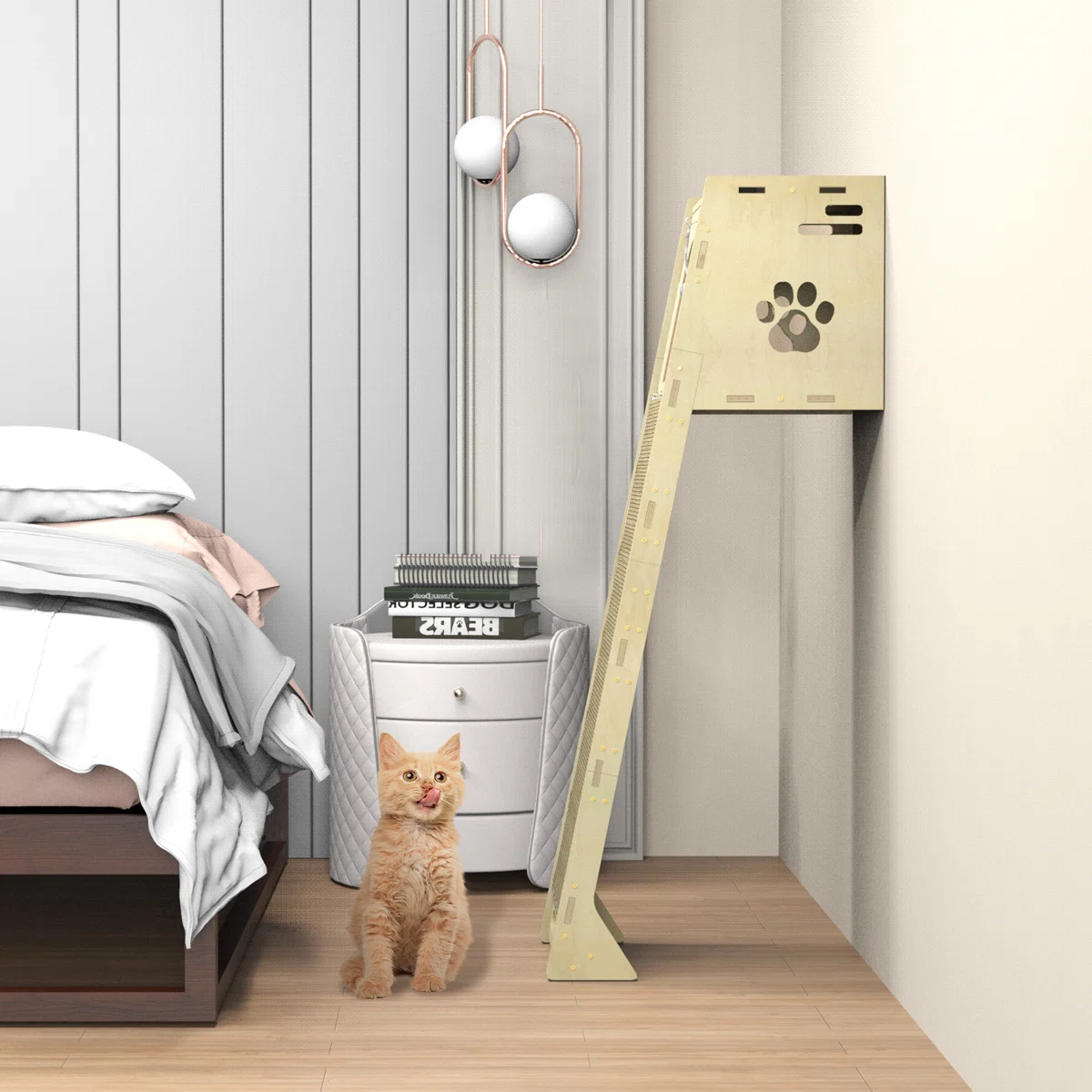 Emaliya Leaning Cat Climbing Tree Tower Condo with Scratching Mat for Window Wall